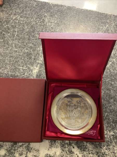 1979 Silver Collector Plate Danbury Mint Bon Homme Richard Defeats Serapis 1779