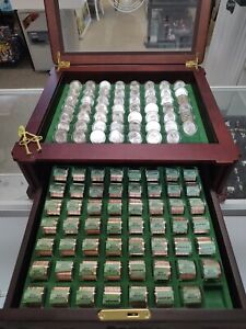 DANBURY MINT US STATE QUARTER CASE America Beautiful Set 55 Uncirculated Rolls