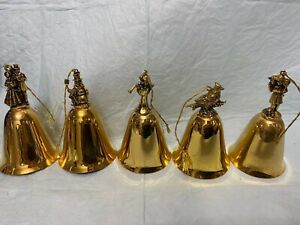 Danbury Mint 24kt Gold Christmas Bell Ornament Collection Entire set 25.mb/tr.