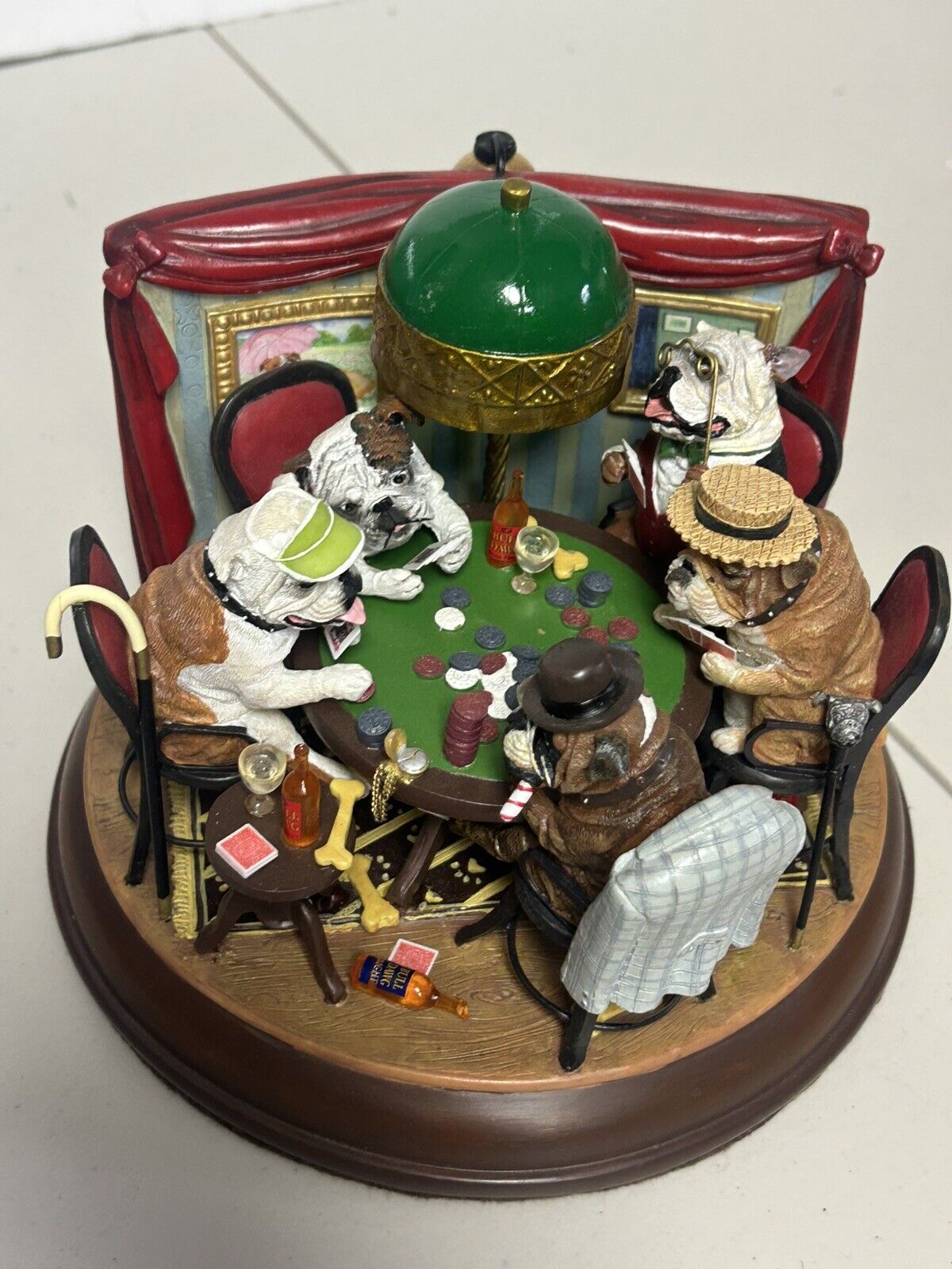 2006 Danbury Mint THE POKER PLAYING BULLDOGS Sculpture, Ret. VERY RARE & HTF