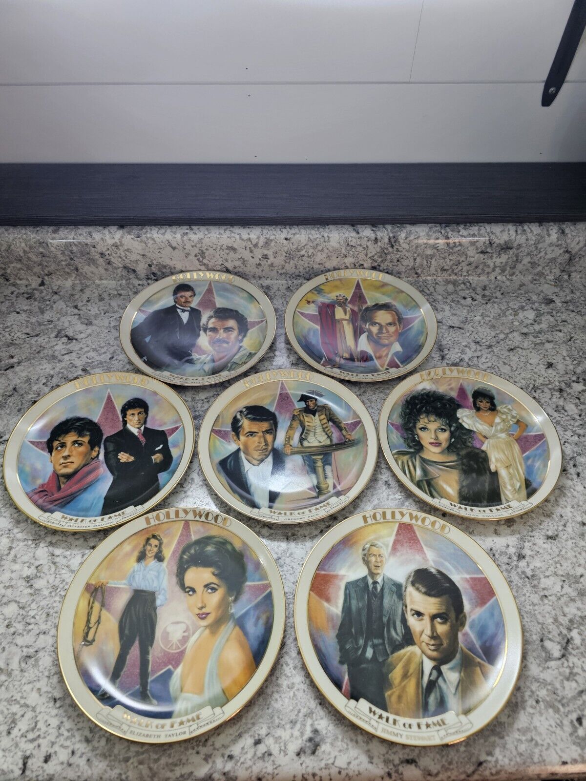 Danbury mint Lot Hollywood walk of fame 7 plates