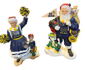 Danbury Mint Santa and Mrs. Claus Notre Dame Fight Irish Figurines NCAA