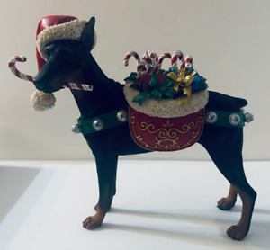 Danbury Mint Christmas Doberman Statue - Dog With Candy Canes