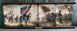 "Courage in Blue and Gray" Civil War Danbury Mint 4-Plate Panorama, Kunstler 26"