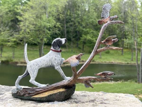 Danbury Mint Covey Rise Sculpture Stan Bentall English Pointer Hunting Dog Art