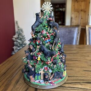 Danbury Mint Rottweiler Dog Christmas Tree Lighted Figurine With Star Pet HTF
