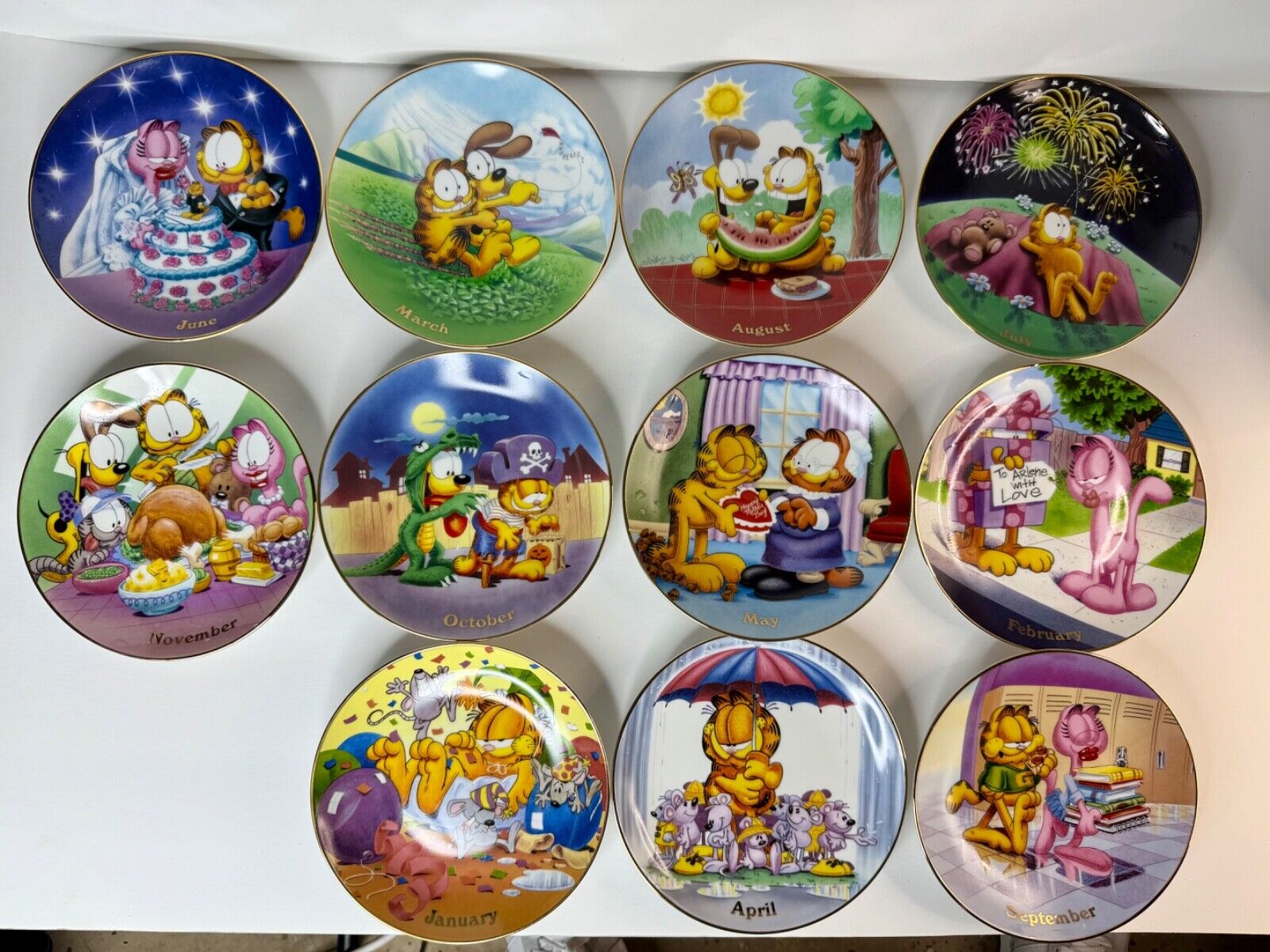 Lot of 11 Vintage Garfield Collector Plates Dear Diary