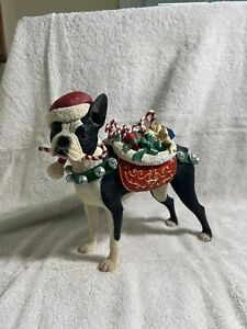 Danbury Mint Christmas Boston Terrier Santa Dog Large Figure Sculpture 9°9»