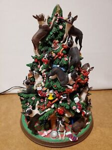 Danbury Mint Boston Terrier Dog Christmas Tree Lighted Figurine