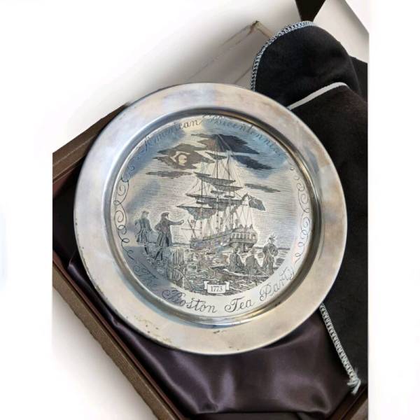 Danbury Mint Boston Tea Party 1773 Sterling Silver Plate