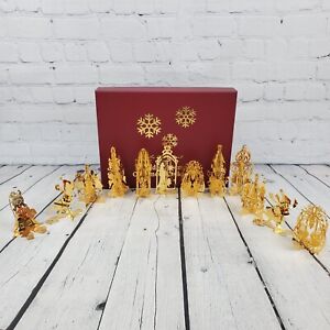 Danbury Mint 1983 Gold Christmas Ornaments with Box Total Of 12 Pieces