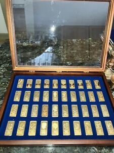 Danbury Mint 24k Gold on Bronze Presidential Ingots, Washington to Bush, In Case