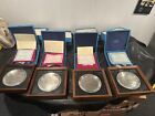 DANBURY MINT CURRIER & IVES STERLING Silver 8 Inch PLATE - Complete Set Of 4