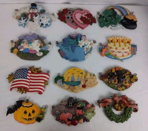 New ListingDanbury Mint Hanging Seasonal Signs Plaques SET Of 12 No Welcome Sign
