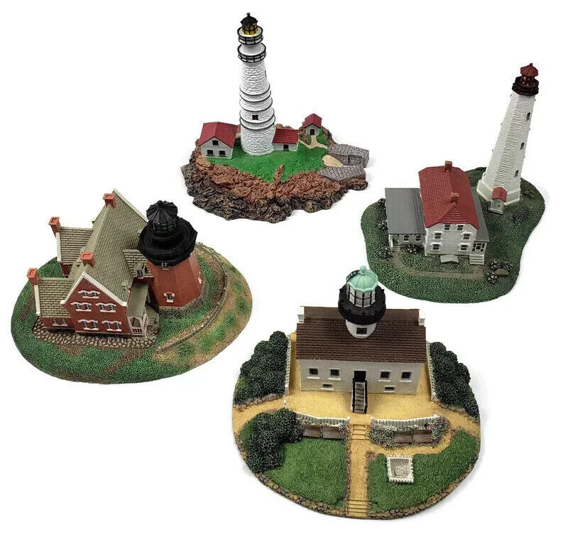 The Danbury Mint 1992-93 Lighthouse Lot of 4 Point Loma Boston BlockIsland Sandy