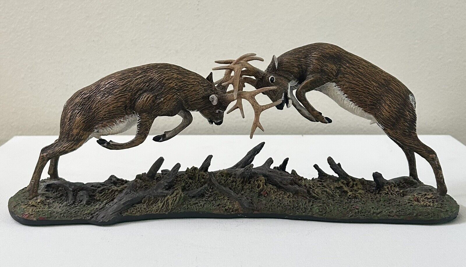 Danbury Mint “Dueling Bucks” By James Stafford Whitetail Deer Stag Sculpture