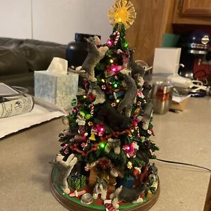 Danbury Mint Miniature Schnauzer Dog Christmas Tree Lighted Figure