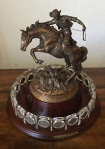 DANBURY MINT US LIBERTY HEAD NICKELS CRYSTAL COLLECTION COWBOY & HORSE FIGURINE