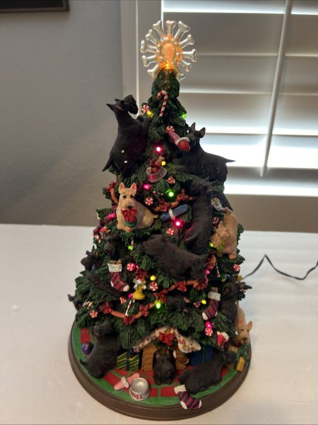 Danbury Mint Christmas Tree Scottish Terrier Scottie Lighted Tree w/ STAR Works