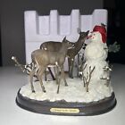 Danbury Mint Stranger in the Woods By John Blank Snowman & 2 Does Sculpture