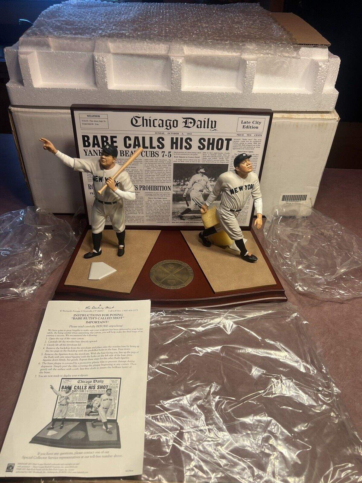 Babe Ruth 1932 Called Shot Home Run Danbury Mint Figurine Statue N.Y. Yankee NEW