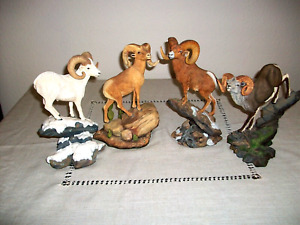 VINTAGE DANBURY MINT SET OF 4 ROCKY MOUNTAIN BIGHORN STATUES BY NICK BIBBY