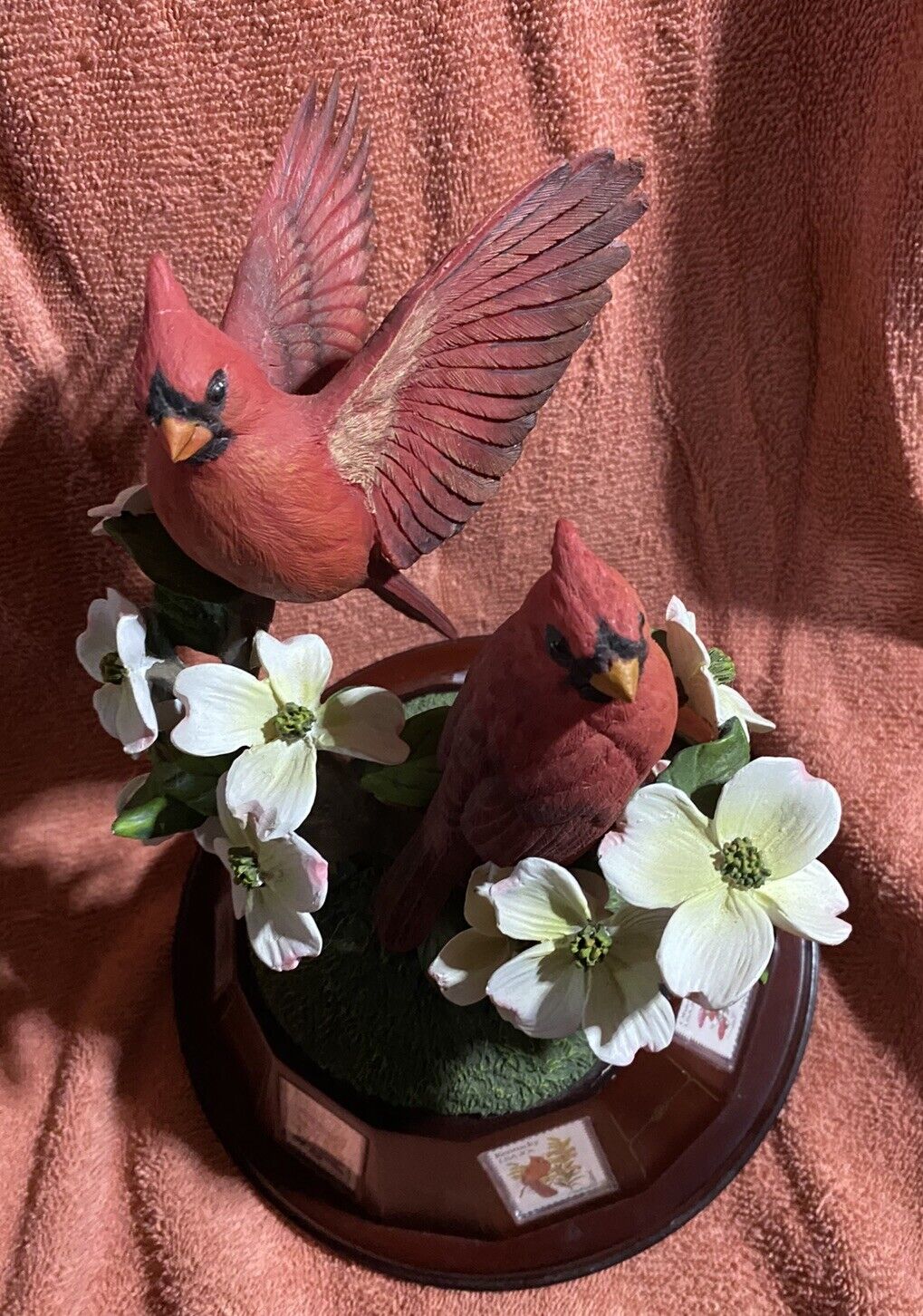 Danbury Mint Red Cardinal Turntable Statue Figurine "Spring Glory " Bob Guge