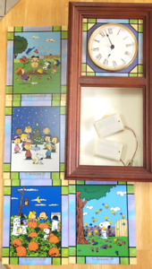 Danbury Mint Peanuts Stained Glass 4 Season Wall Clock Collector Charlie Brown