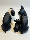 (2) Danbury Mint Boston Terrier Li'l Pup / Puppy Love Sculpture/RARE & VINTAGE