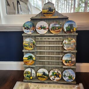 Danbury Mint John Deere Calendar Plates With Display Complete Set Of 13