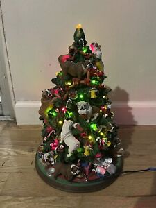 Retired Danbury Mint English Bulldog Dogs Lighted Christmas Tree Rare HTF READ !