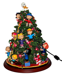 Danbury Mint Peanuts Gang Lighted Christmas Tree with Adapter Collectible 12”