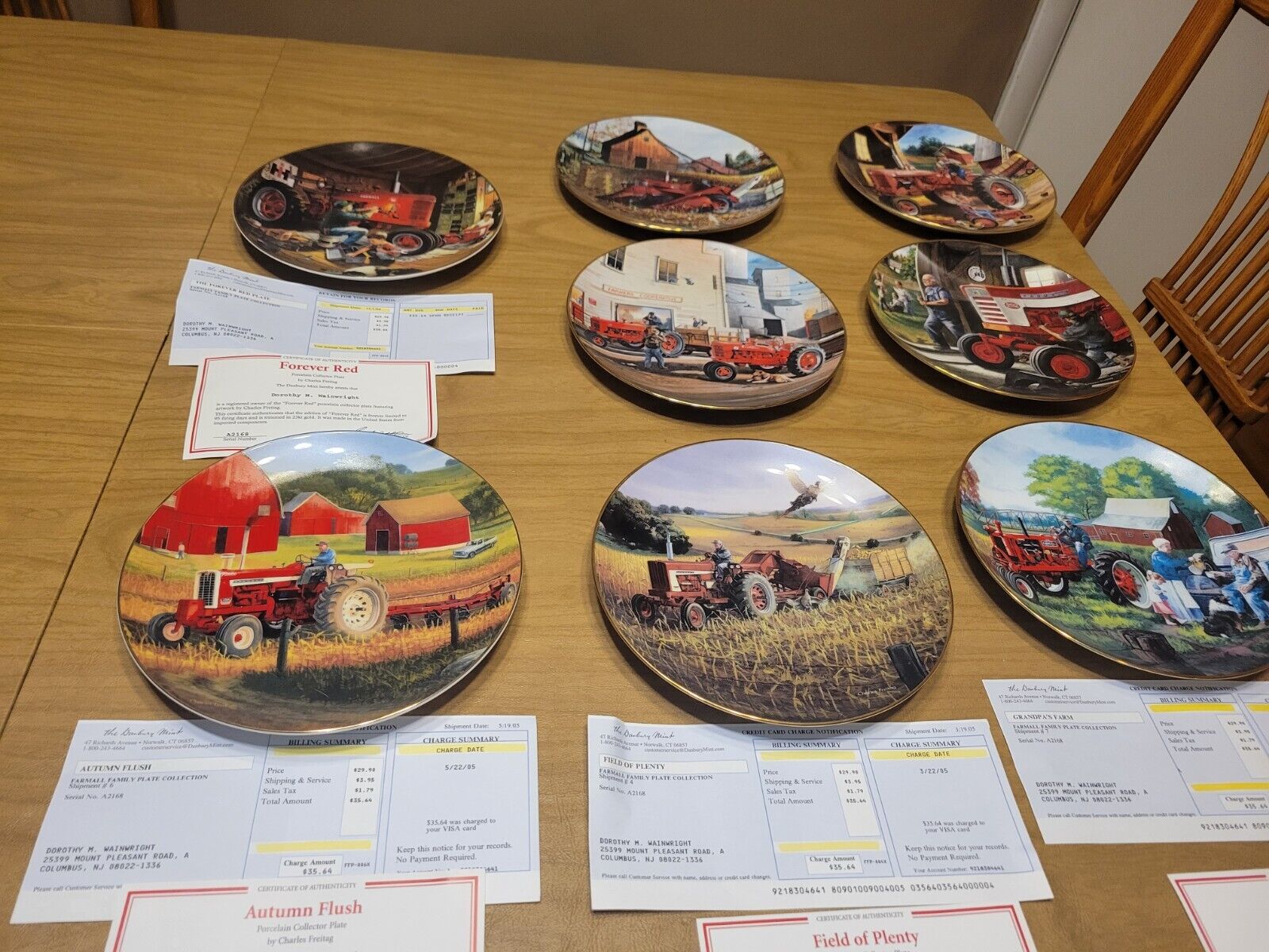 LIFE ON THE FARM-Charles Freitag 8 Collector Plate Set /John Deere /Danbury mint