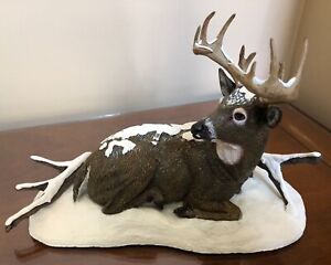 Danbury Mint Winter Stag White-Tailed Deer by Bob Travers NIB w/ COA & Base
