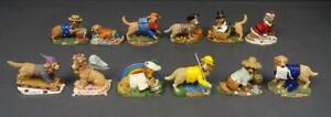 Complete Set 12 Danbury Mint Golden Retriever Dog Figurines Jan-Dec Calendar