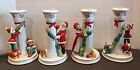 Danbury Mint SANTA & MRS CLAUS Christmas Candlestick Candle Holders+Bonus Elves