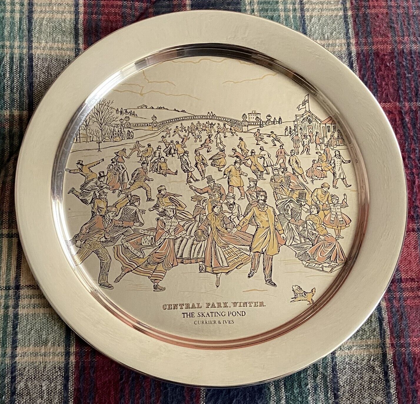 Danbury Mint - 1973 "Central Park, Winter-The Skating Pond" Silver Plate