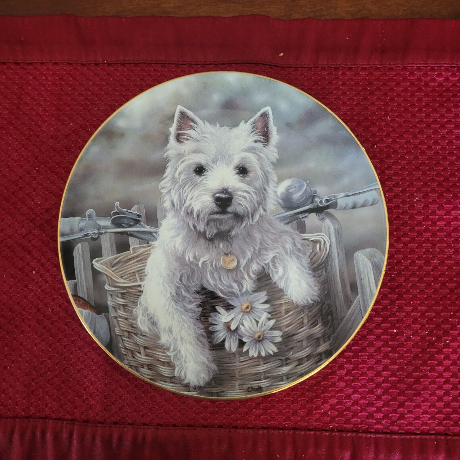 Danbury Mint Plate - West Highland Terriers - Hitching a Ride by Paul Doyle