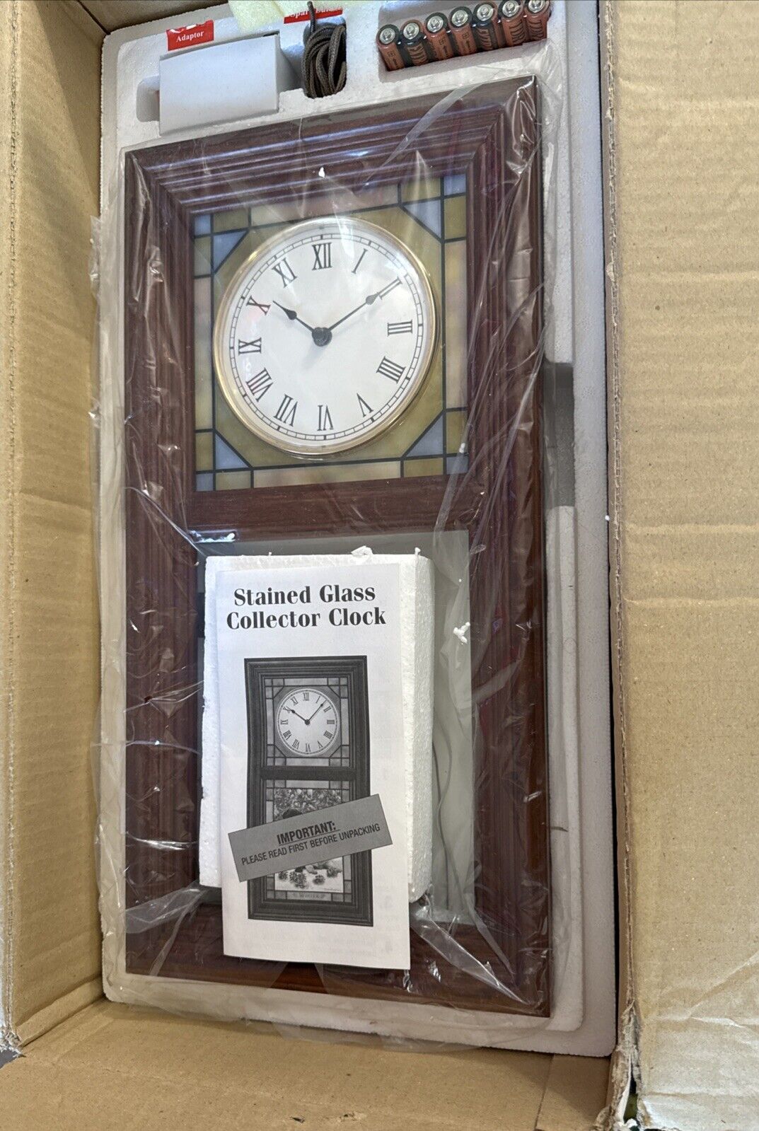 Danbury Mint Wooden Stained Glass Wall Clock SONG BIRDS OF THE SEASONS NEW