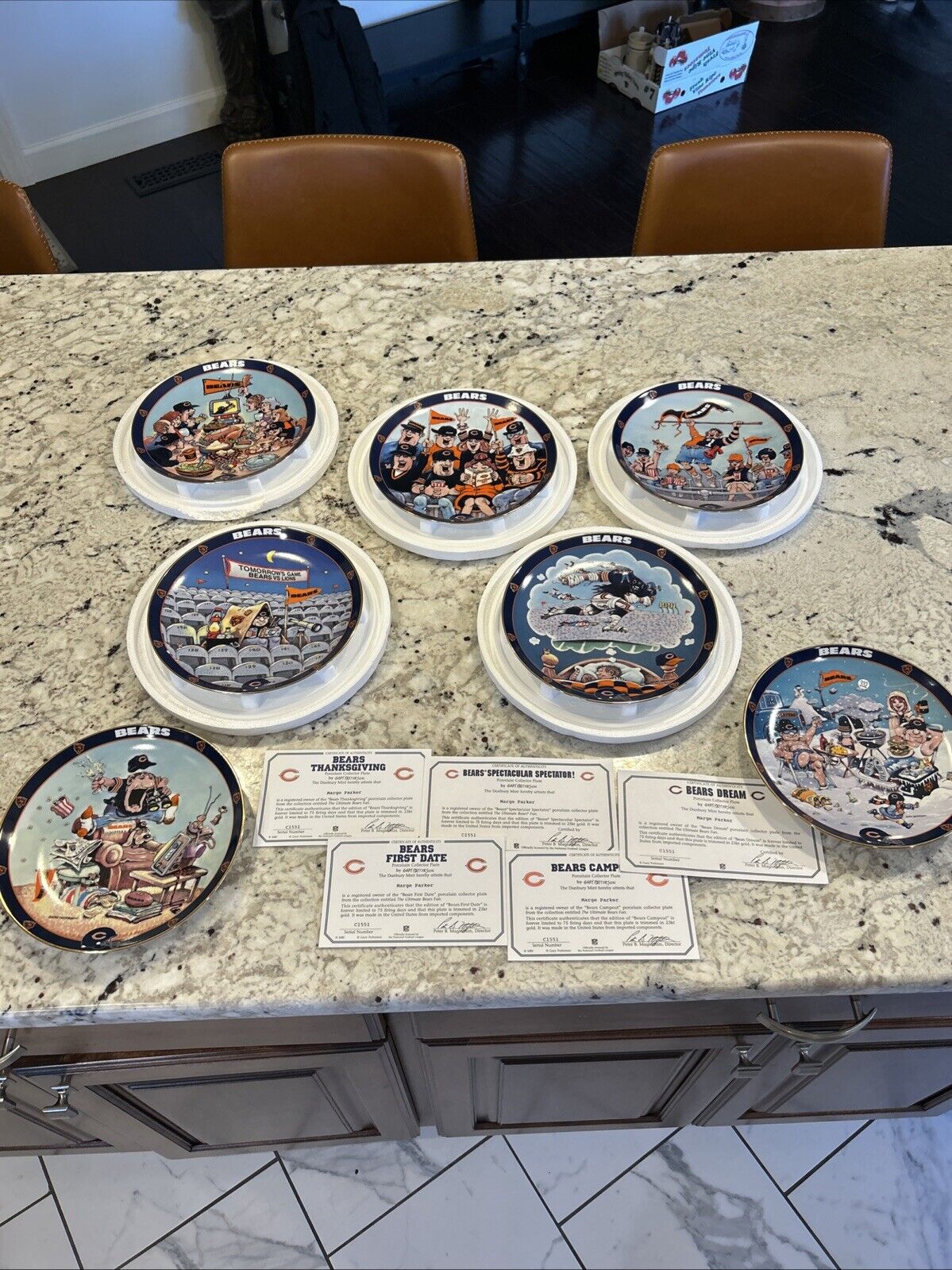Lot Of 7 Gary Patterson Danbury Mint Numbered Ultimate Chicago Bears Fan Plates