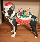 Danbury Mint Christmas Boston Terrier Santa Dog Large Figure Sculpture 9”x9”