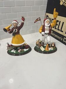 Rare Set Santa & Mrs Claus Danbury Mint Washington Redskins Figurines 2001