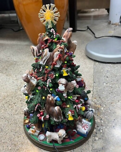 Retired Danbury Mint Shih Tzu Dog Christmas Tree Lighted Figurine Works!