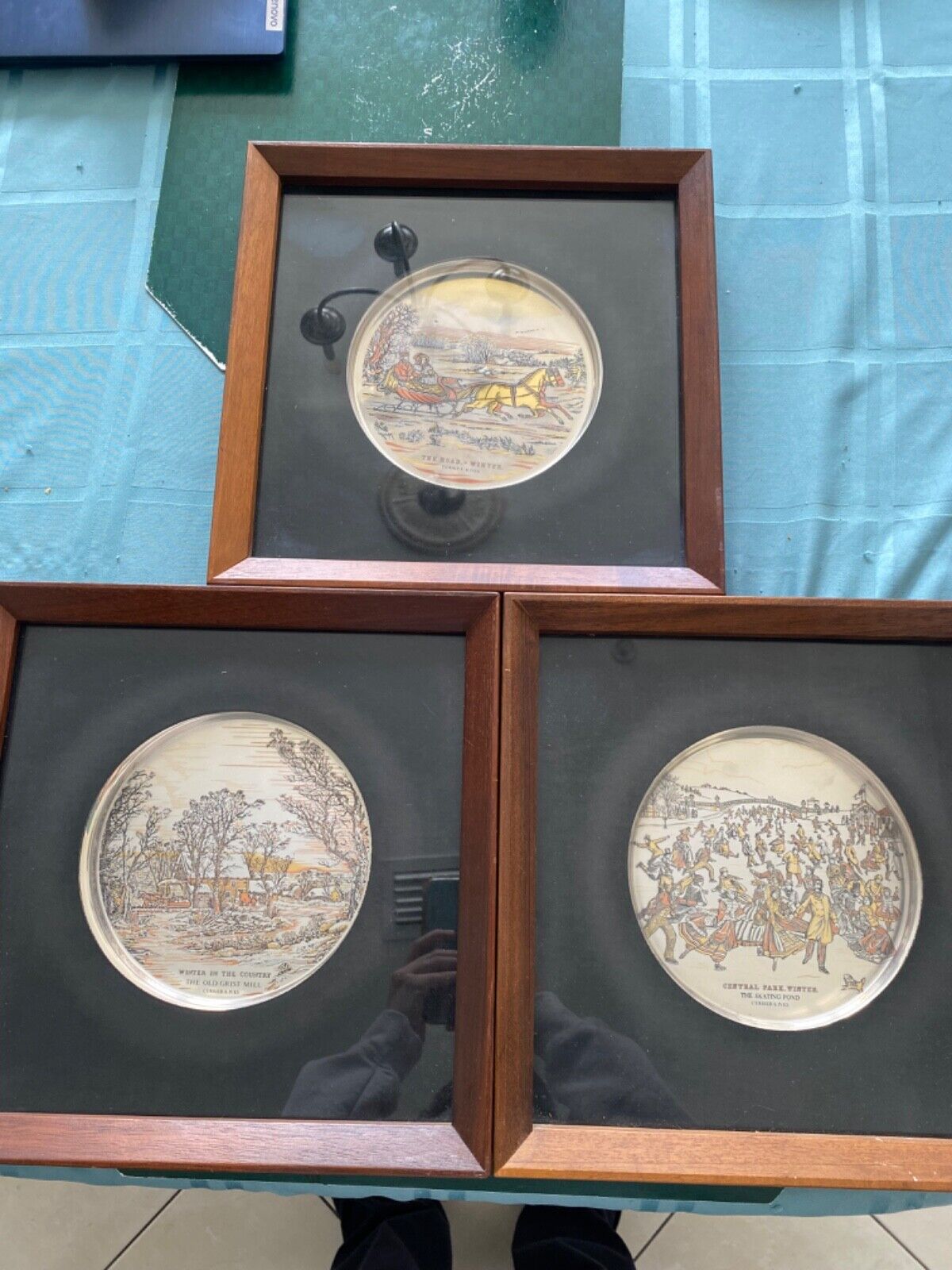 Lot of 3 Danbury Mint 1974 Curier & Ives Winter Plates