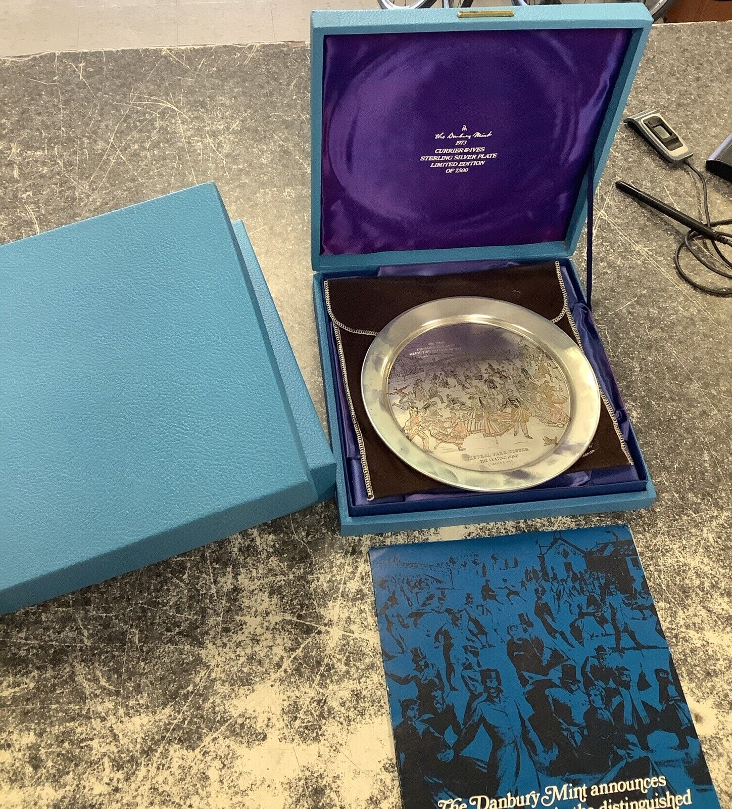 1973 Danbury Mint Central Park Winter Skating Pond Solid Sterling Silver