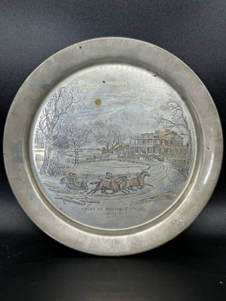 Danbury Mint Currier & Ives WINTER EVENING Sterling Silver Plate 239g