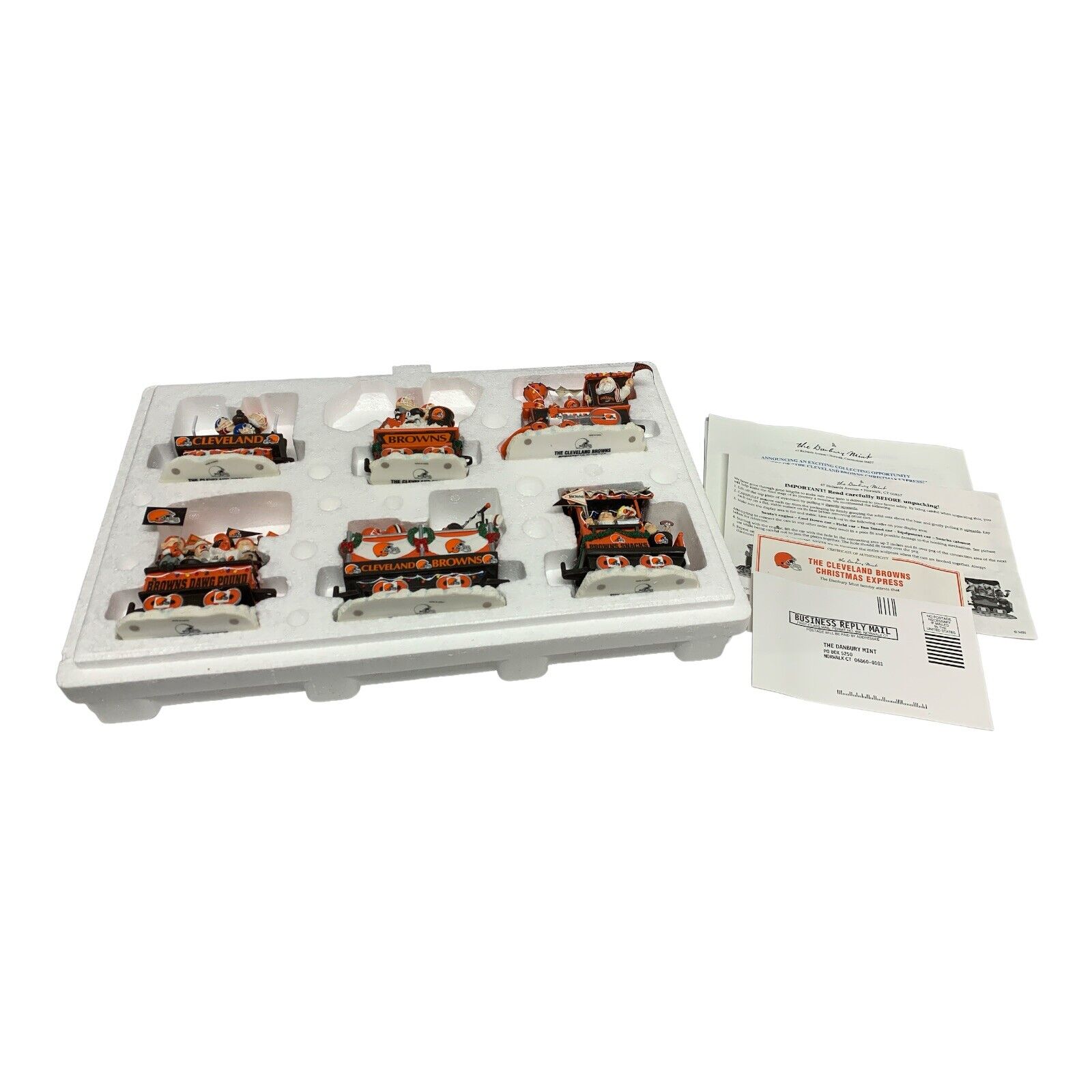 Danbury Mint Cleveland Browns Express Santa Train Complete 6 Piece Set W/ Box