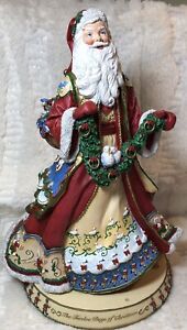 Danbury Mint 12 Days of Christmas Santa Music Box Figurine by Shelly Rasche, 10"
