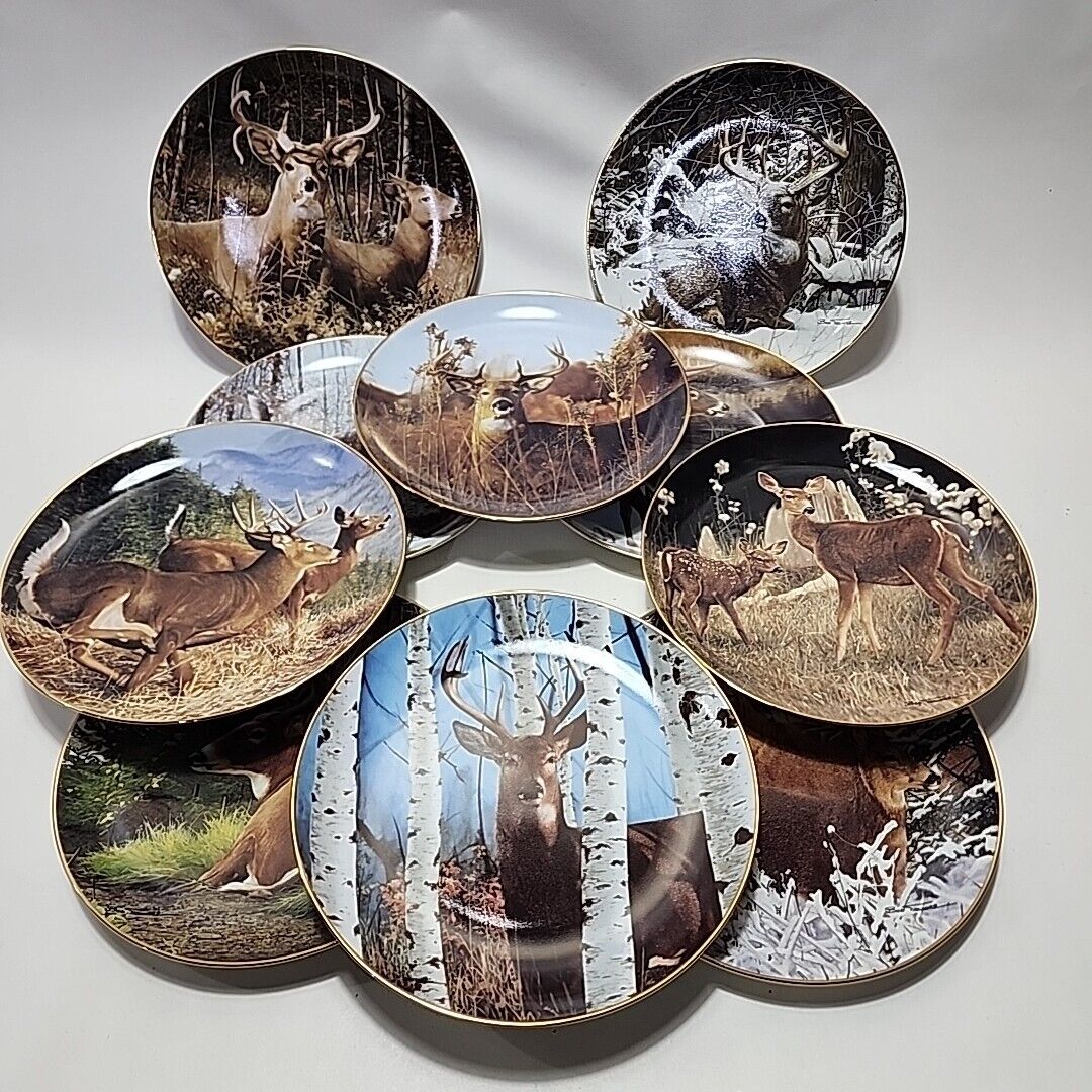 Set Of 10 - 1992 Danbury Mint Pride of the Wilderness Deer Plates by Bob Travers