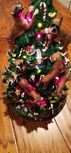 Danbury Mint Boxer Dog Christmas Tree Lighted Figurine 12